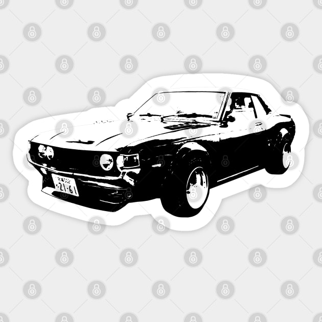 1976 Toyota Celica  B&W Sticker by GrizzlyVisionStudio